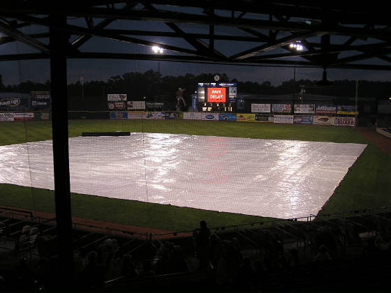 Rain Delay in Kinston, NC - Grainger Stadium
